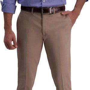 Haggar Men's No Iron Khaki Straight Fit & Slim Fit Flat Front Pant 33Wx30L - NWT